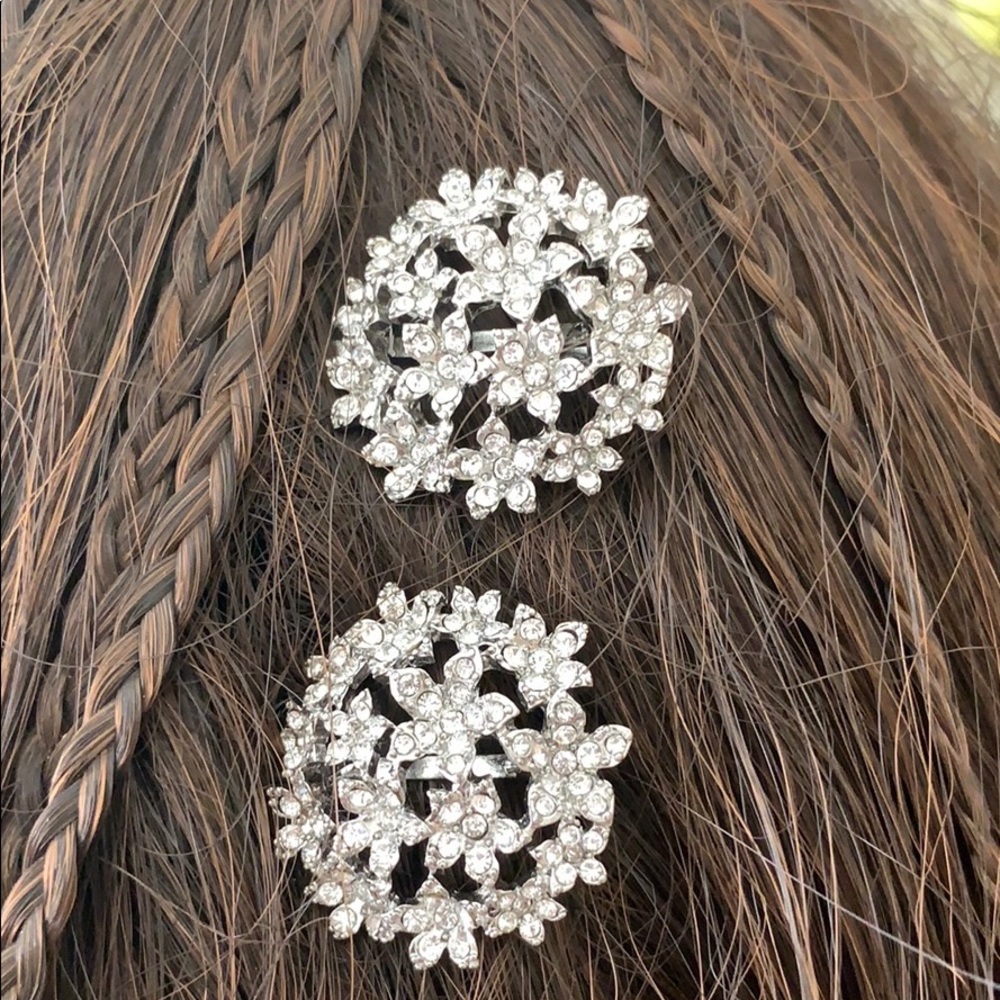 Hair Pins fully rhinestoned Pair